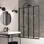 Pare-baignoire pivotant pliant transparent noir, H.140 x l.110 cm Exalt