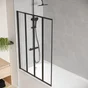 Pare-baignoire pivotant pliant transparent noir, H.140 x l.110 cm Exalt