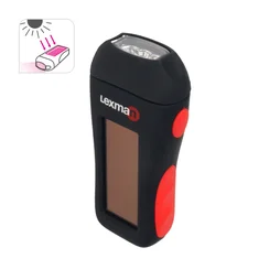 Lampe torche dynamo et solaire 50/15 lm noire et rouge LEXMAN