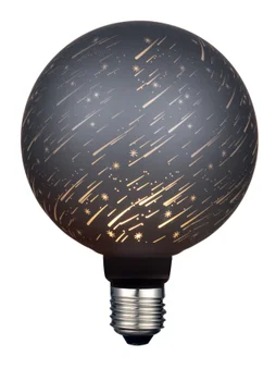Ampoule led deco meteores, globe 125mm, E27, 470Lm, 1800K blanc très chaud, noir/or, XXCELL