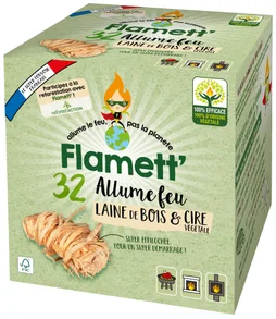 32 allume feu laine de bois flamett