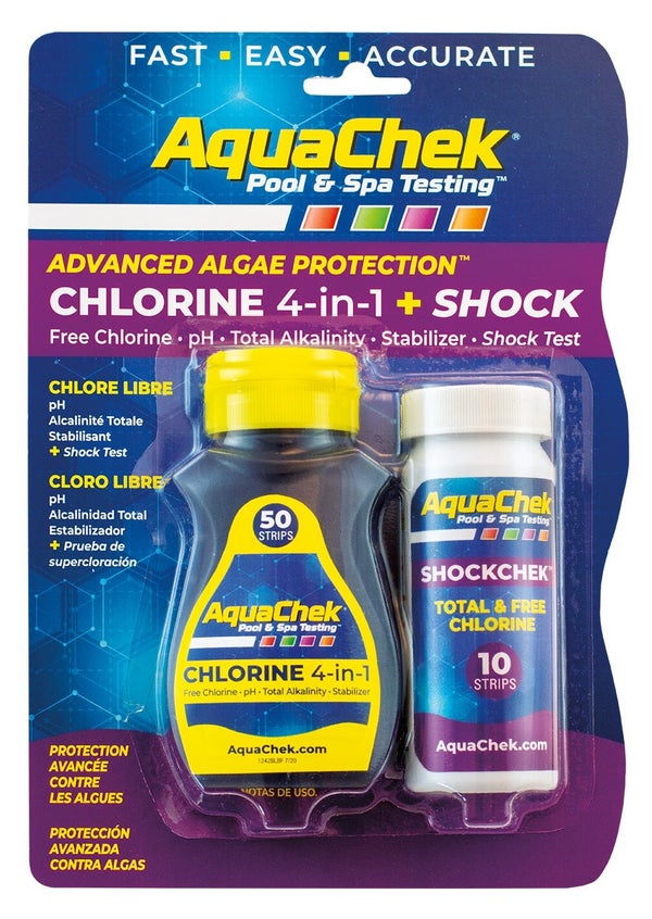 Languettes d'analyse, AQUACHEK Chlorine 4 en 1