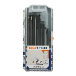 Lot de 5 forets à céramique, verre et carrelage, DEXTER, diam.5 à 12 mm