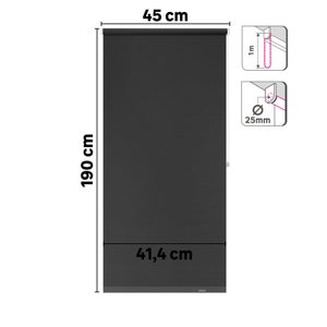 Store enrouleur occultant Mambo gris foncé, l.45 x H.190 cm, INSPIRE
