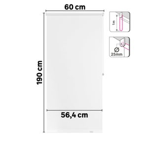 Store enrouleur occultant Mambo blanc, l.60 x H.190 cm, INSPIRE