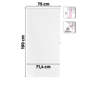 Store enrouleur occultant Mambo blanc, l.75 x H.190 cm, INSPIRE