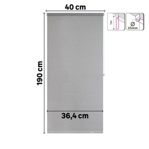 Store enrouleur tamisant Jive gris, l.40 x H.190 cm, INSPIRE