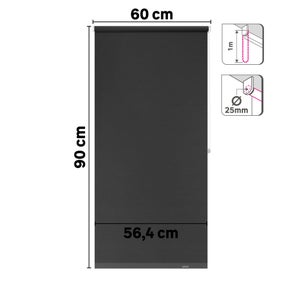 Store enrouleur occultant Mambo gris foncé, l.60 x H.90 cm, INSPIRE