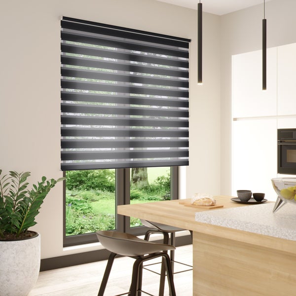 Store enrouleur jour/nuit Bolero gris foncé, l.150 x H.250 cm, INSPIRE