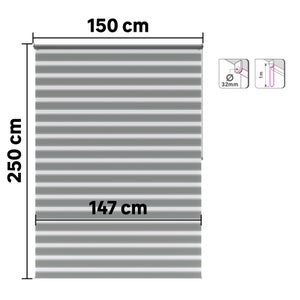 Store enrouleur jour/nuit Bolero gris, l.150 x H.250 cm, INSPIRE