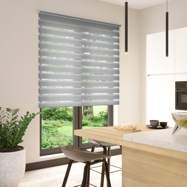 Store enrouleur jour/nuit Bolero gris, l.200 x H.250 cm, INSPIRE