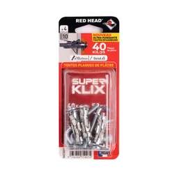Lot de 4 chevilles Diam.10 x L.35 mm et gond RED HEAD, Diam.5mm