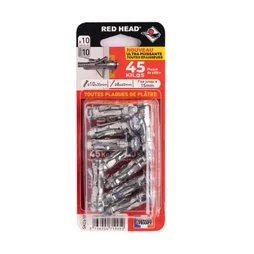 Lot de 10 chevilles Diam. 10 x L.35 mm et vis a expansion RED HEAD, Diam. 6 x L.340 mm