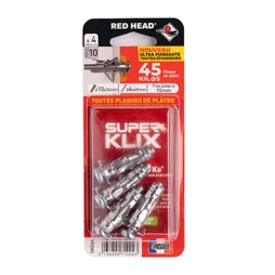 Lot de 4 chevilles Diam. 10 x L.35 mm et vis a expansion RED HEAD, Diam. 6 x L.40 mm