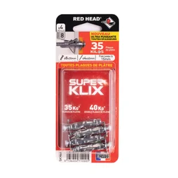 Lot de 4 chevilles Diam.8 x L.35 mm et vis a expansion RED HEAD, Diam.4 x L.40 mm