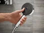 Pommeau de douche 3 jets, flexible et support, HANSGROHE Pulsify chrome