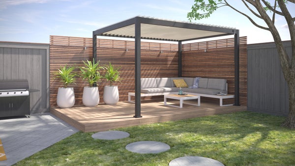 Pergola bioclimatique autoportante, Prima 4 x 3 m, aluminium, gris anthracite
