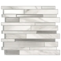 Lot de 4 crédences adhésives Milano, blanc et gris, 24.5 cm x 29.3 cm