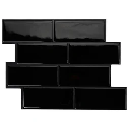 Lot de 4 crédences adhésives Métro, noir, 29.4 cm x 21.3 cm