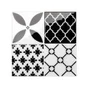Lot de 4 crédences adhésives Bilbao, blanc et noir, 22.9 cm x 22.9 cm
