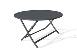 Table de jardin Marius ronde d110 en aluminium anthracite 4 personnes