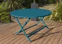 Table de jardin Marius ronde d110 en aluminium bleu canard 4 personnes