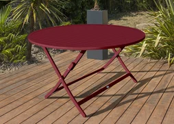 Table de jardin Marius ronde d110 en aluminium carmin 4 personnes