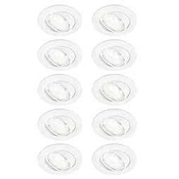 Lot de 10 spots à encastrer orientable INSPIRE Clane, 4000K blanc neutre, rond blanc