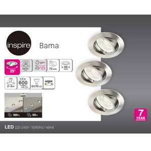 Kit 3 spots à encastrer Bama gu10, 4000K intensité variable INSPIRE rond acier