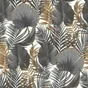 Papier peint intissé Tropical blanc, noir et or
