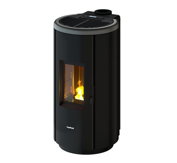 Poêle à granulés, FREEPOINT, 5.5 kW chrome titanium gris