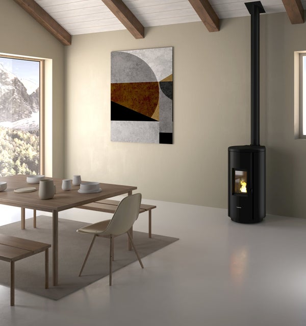 Poêle à granulés, FREEPOINT, 5.5 kW chrome noir