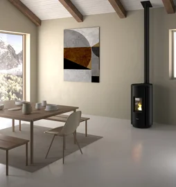 Poêle à granulés, FREEPOINT, 5.5 kW chrome noir