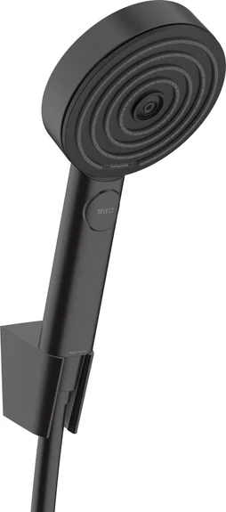 Pommeau de douche 3 jets, flexible et support, HANSGROHE Pulsify noir