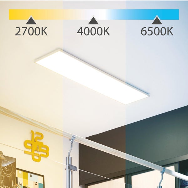 kit 1 panneau led 5400lm cctdim 30x120 alu ip20 rc blanc inspire gdansk