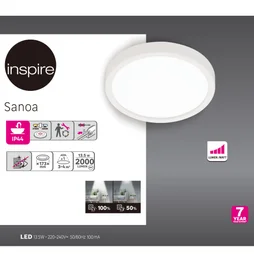 Spot, led integree, de 2700 a 4000K, IP44, rond, Diam. 17 cm, INSPIRE, blanc