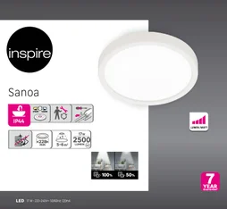 Spot, led integree, de 2700 a 4000K, IP44, rond, Diam. 22,5 cm, INSPIRE, blanc