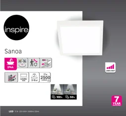 Spot, led integree, de 2700 a 4000K, IP44, carré, L. 22,5 cm x l. 22,5 cm, INSPIRE, blanc