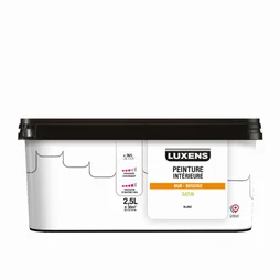 Peinture mur, boiserie blanc satin LUXENS Murale 2.5l