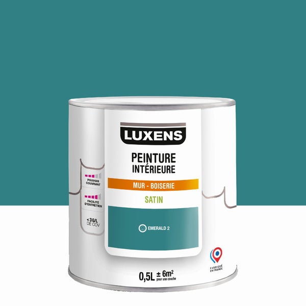 Peinture mur, boiserie emerald 2 satin LUXENS Murale 0.5l