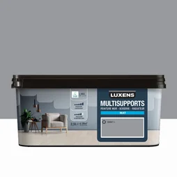 Peinture mat mur, boiserie et radiateur, LUXENS Granit 3, gris, 2.5 litres