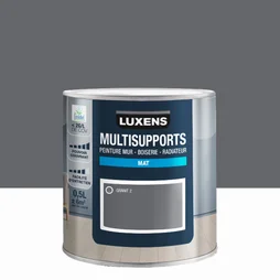 Peinture mat mur, boiserie et radiateur, LUXENS Granit 2, gris, 0.5 litre