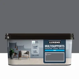 Peinture mat mur, boiserie et radiateur, LUXENS Granit 2, gris, 2.5 litres