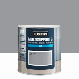 Peinture mat mur, boiserie et radiateur, LUXENS Granit 3, gris, 0.5 litre