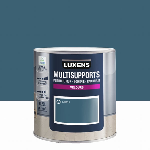 Peinture velours mur, boiserie et radiateur, LUXENS Fjord 1, bleu, 0.5 litre