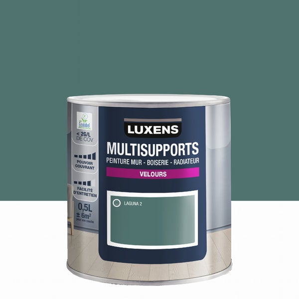 Peinture velours mur, boiserie et radiateur, LUXENS Laguna 2, vert, 0.5 litre