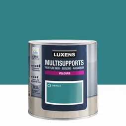 Peinture velours mur, boiserie et radiateur, LUXENS Emerald 2, bleu, 0.5 litre