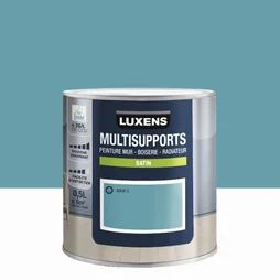 Peinture satiné mur, boiserie et radiateur, LUXENS Aqua 3, bleu, 0.5 litre