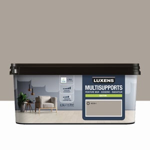 Peinture satiné mur, boiserie et radiateur, LUXENS Moon 4, gris, 2.5 litres