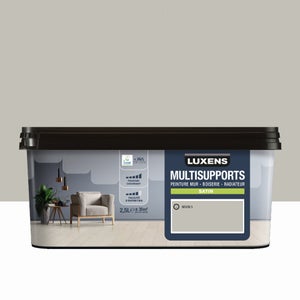 Peinture satiné mur, boiserie et radiateur, LUXENS Moon 5, gris, 2.5 litres